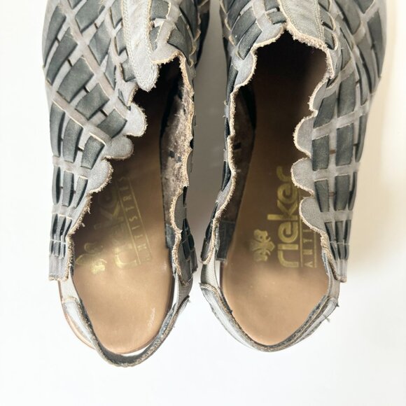 Rieker Sina shades of grey leather woven slingback shoes - Picture 4 of 6